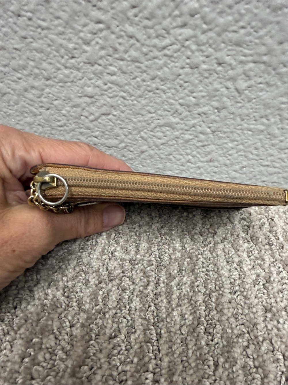 Coach Vintage Bleeker Tattersall Brown Leather Zip Card Case with Key Ring - Picture 4 of 12
